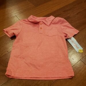 NWT Toddler boys coral collared button up soft short sleeved Polo shirt size 3T